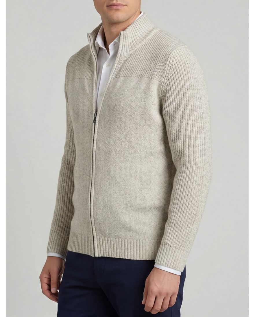 Pierre Cardin vest beige rits gemêleerd katoen