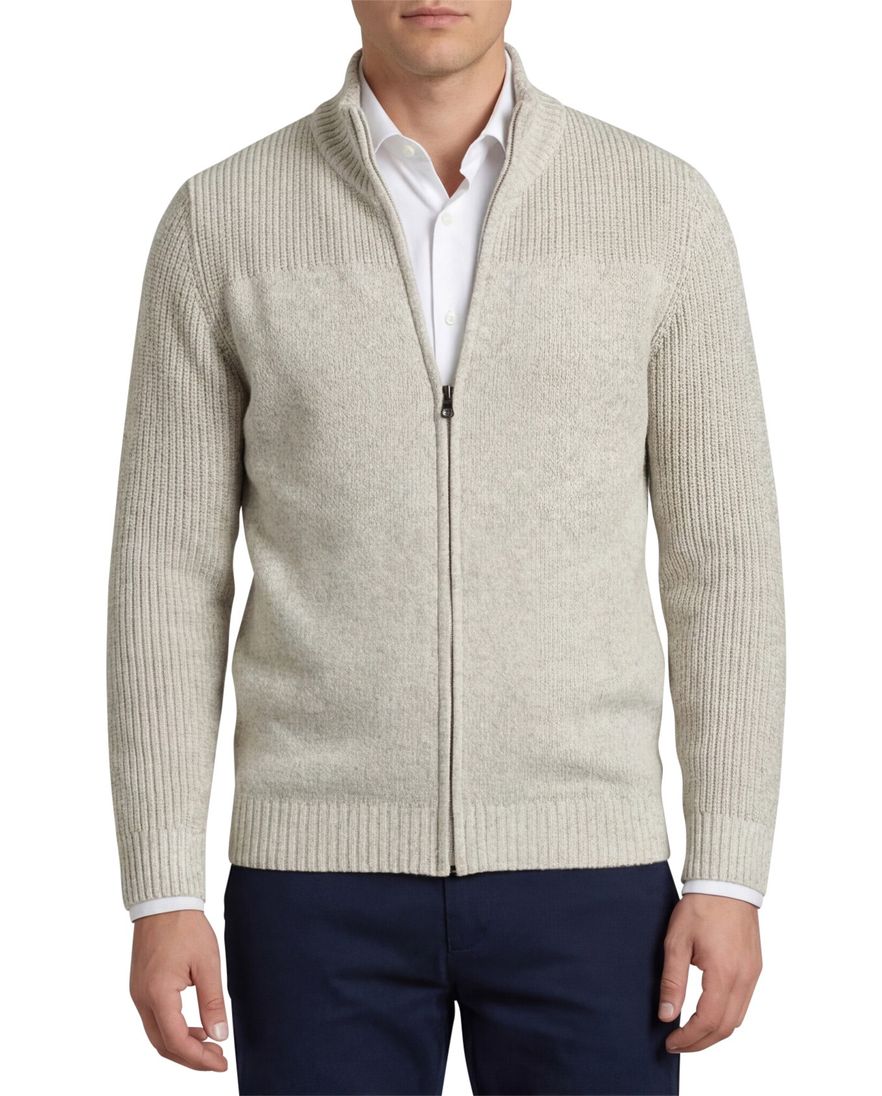 Pierre Cardin vest beige rits gemêleerd katoen