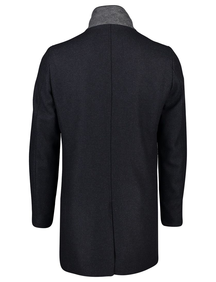 Portofino winterjas rits + knoop normale fit katoen donkerblauw effen