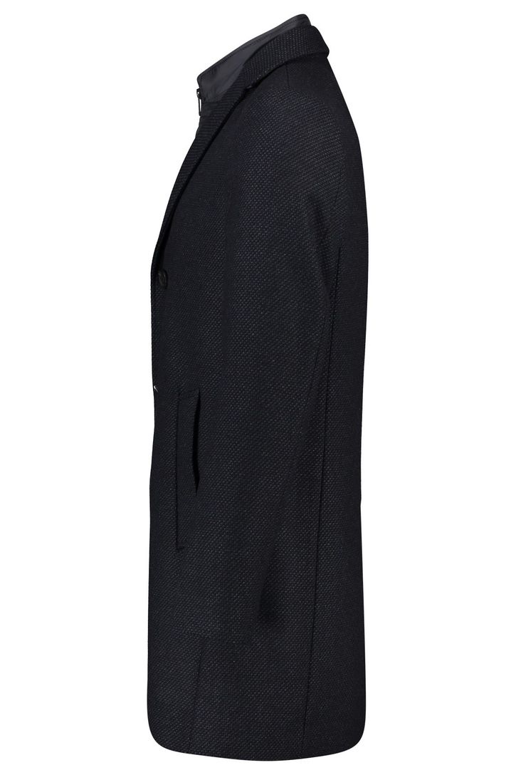 Portofino winterjas rits + knoop normale fit katoen donkerblauw effen