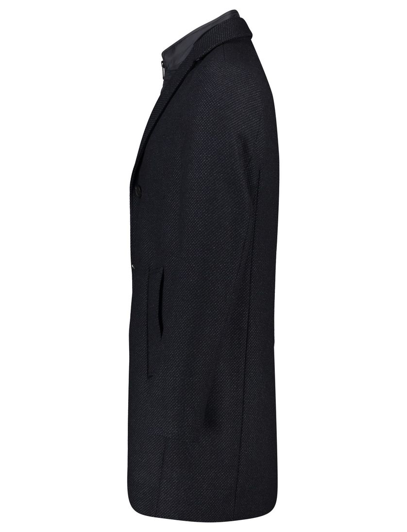 Portofino winterjas rits + knoop normale fit katoen donkerblauw effen