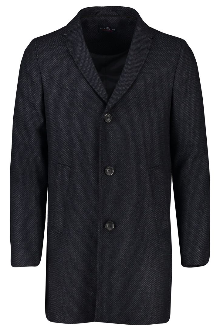 Portofino winterjas rits + knoop normale fit katoen donkerblauw effen