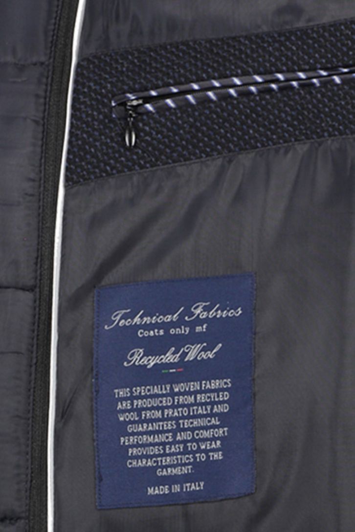 Portofino winterjas rits + knoop normale fit katoen donkerblauw effen