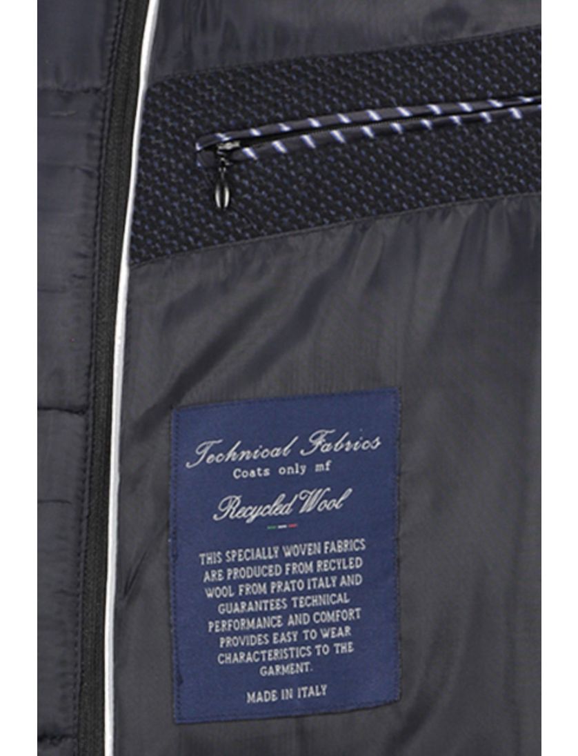 Portofino winterjas rits + knoop normale fit katoen donkerblauw effen