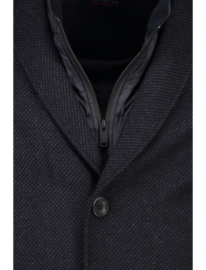 Portofino winterjas rits + knoop normale fit katoen donkerblauw effen