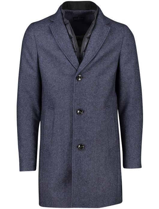 tussenjas Portofino donkerblauw normale fit effen rits + knoop