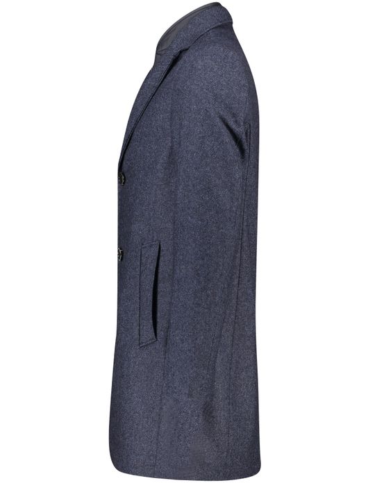 tussenjas Portofino donkerblauw normale fit effen rits + knoop