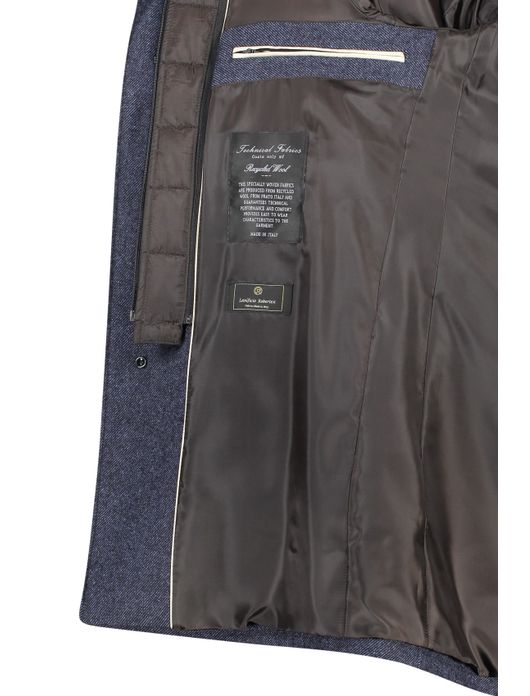 tussenjas Portofino donkerblauw normale fit effen rits + knoop