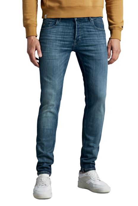 jeans Cast Iron blauw effen denim