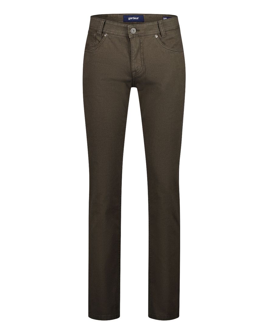 Gardeur jeans model Sandro bruin effen katoen