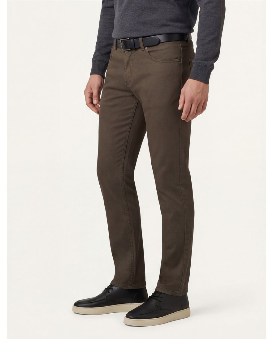 Gardeur jeans model Sandro bruin effen katoen