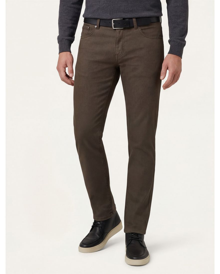 Gardeur jeans model Sandro bruin effen katoen