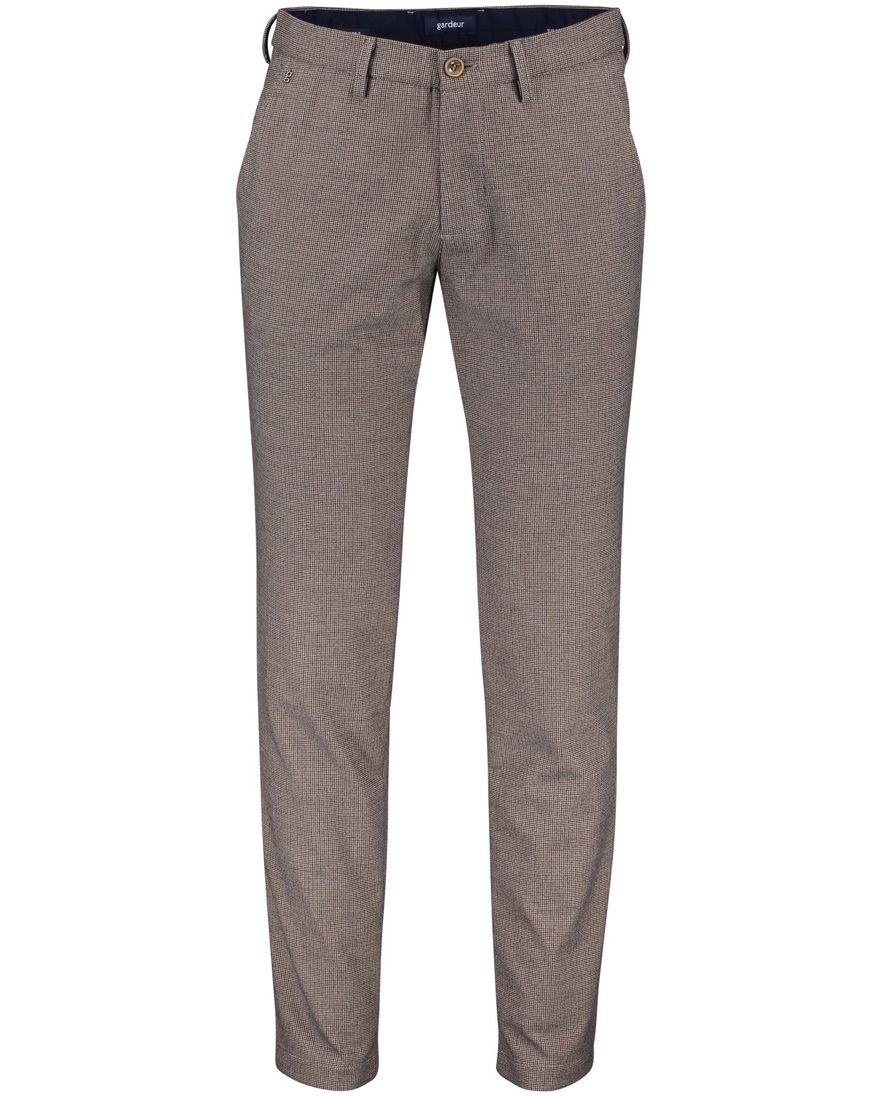 Gardeur Slim Fit broek chino bruin gemêleerd katoen