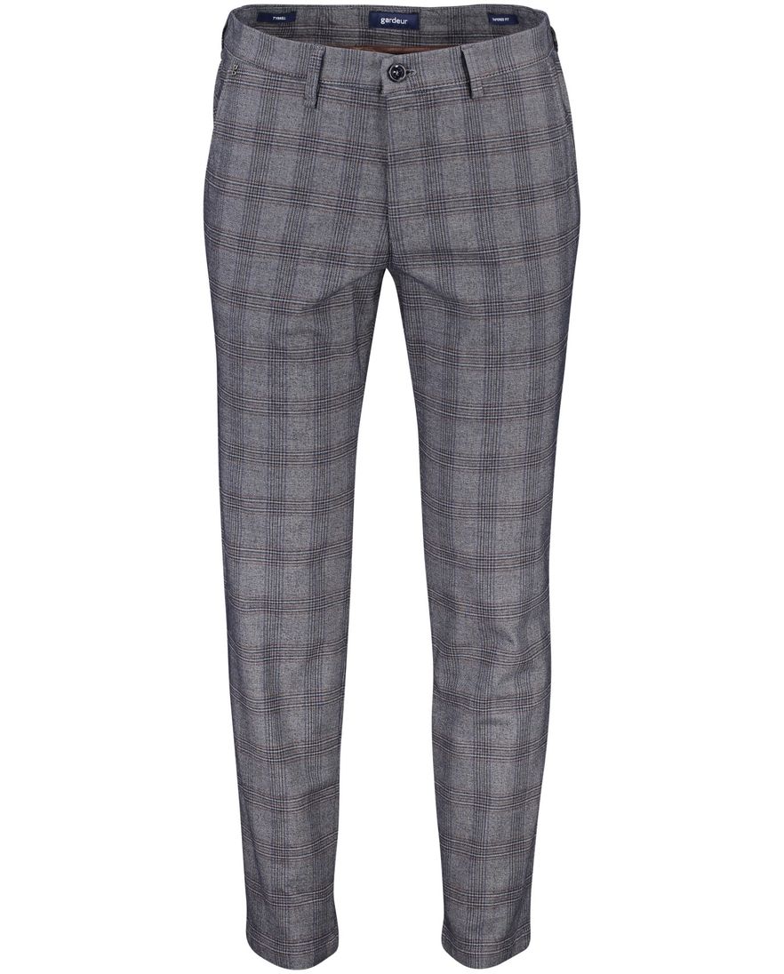 Gardeur katoenen broek blauw geruit katoen