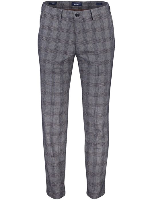 katoenen broek Gardeur blauw geruit katoen