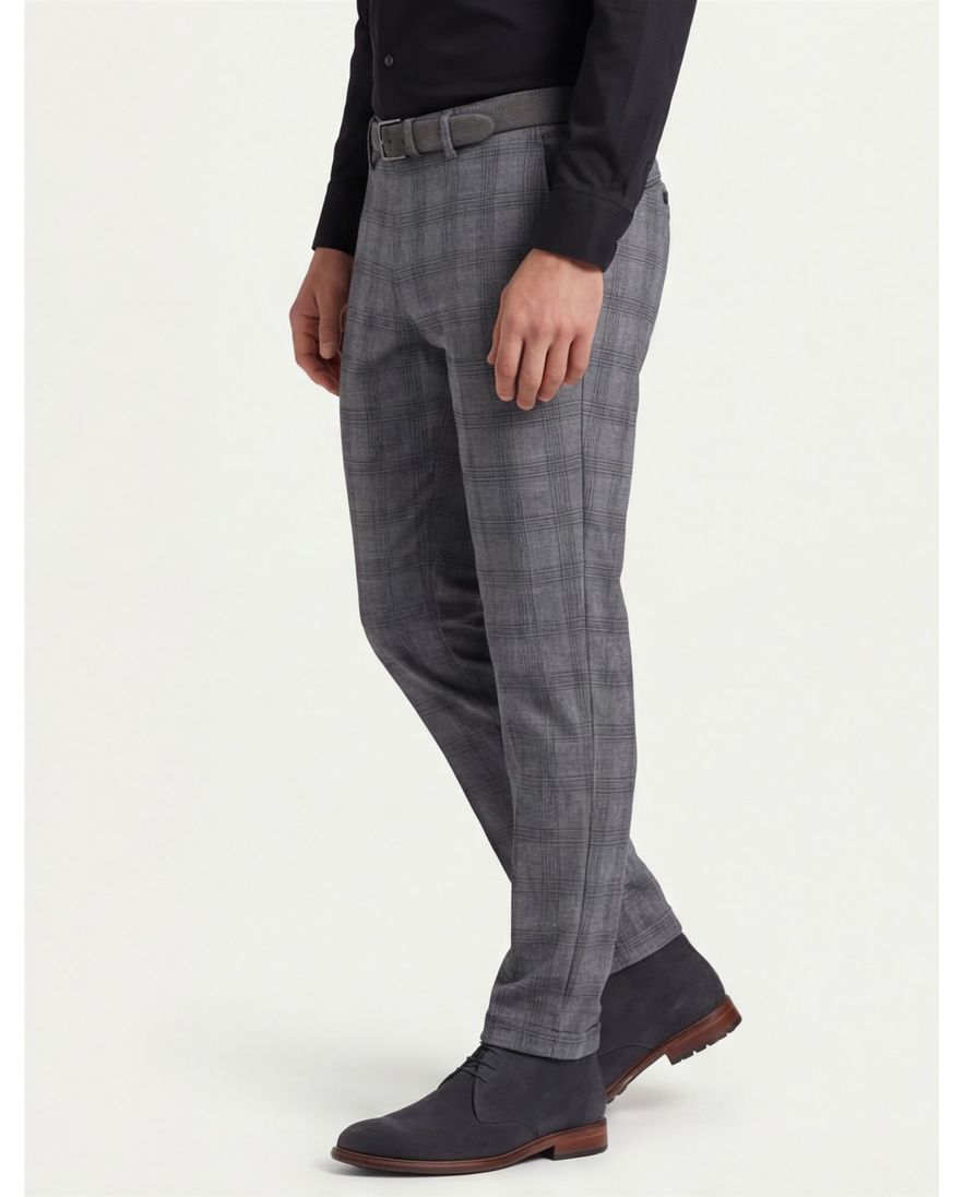 Gardeur katoenen broek blauw geruit katoen