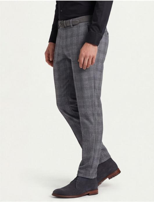 katoenen broek Gardeur blauw geruit katoen