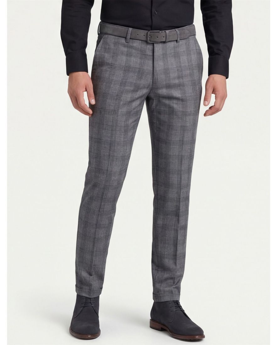 Gardeur katoenen broek blauw geruit katoen