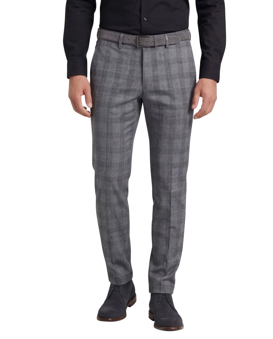 Gardeur katoenen broek blauw geruit katoen