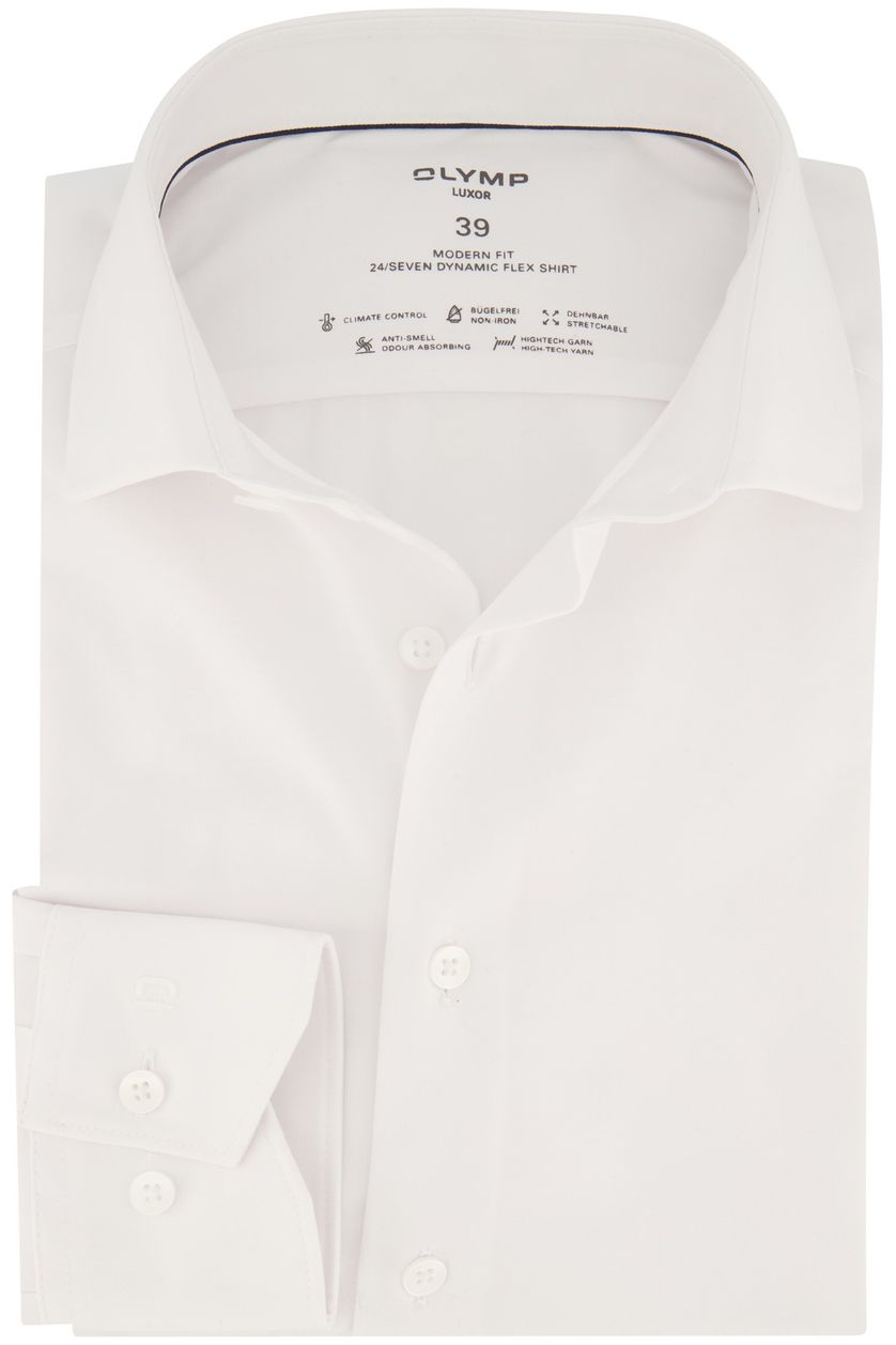 Olymp business overhemd wit effen katoen