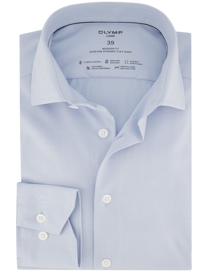 Olymp business overhemd lichtblauw semi-wide spread boord
