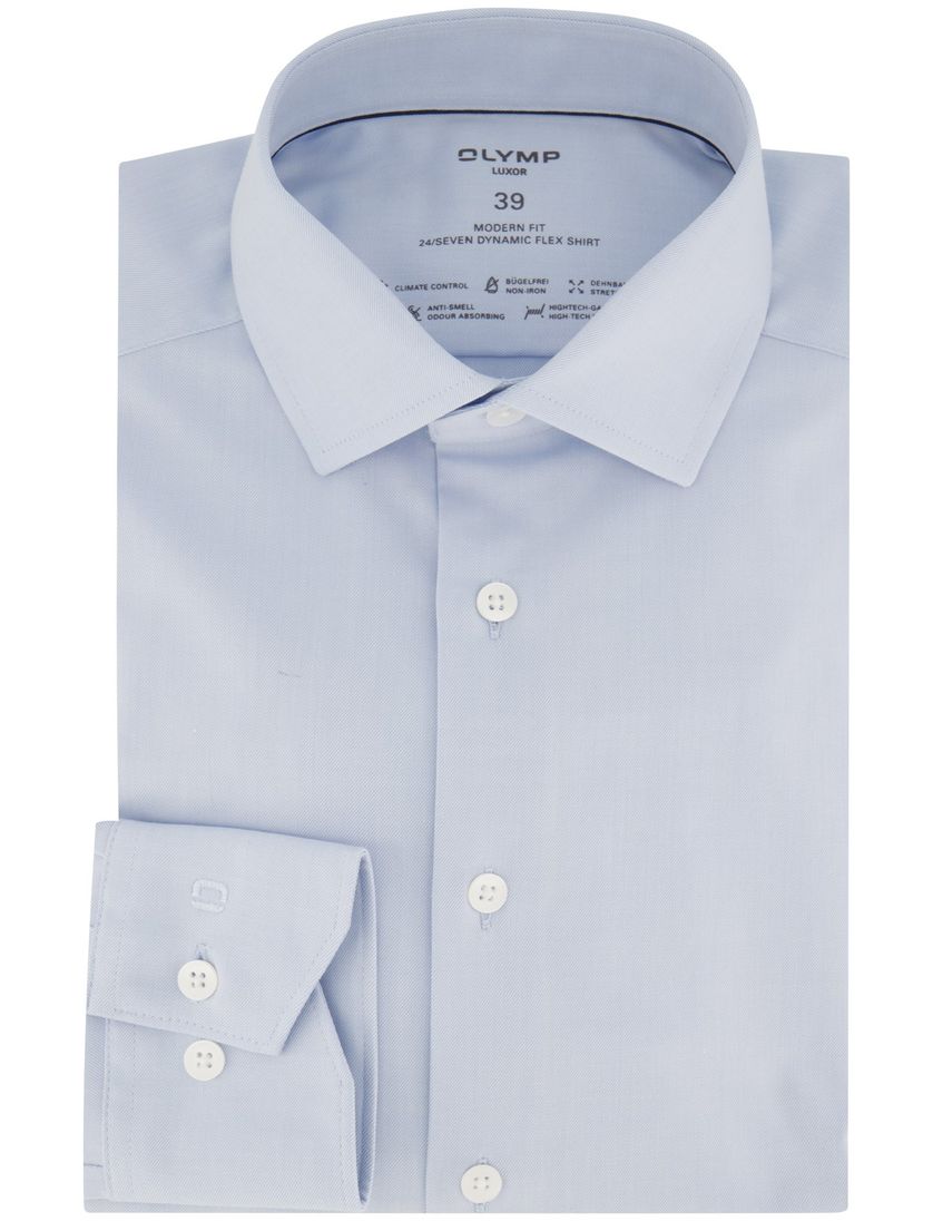 Olymp business overhemd lichtblauw semi-wide spread boord