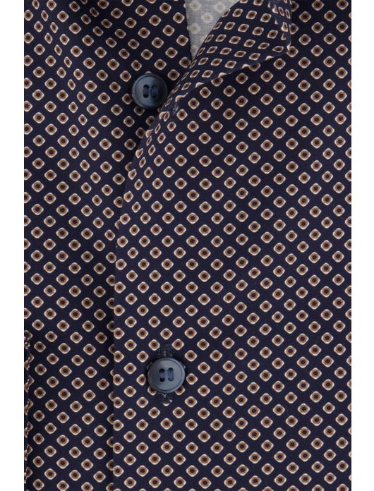 business overhemd Olymp blauw geprint katoen extra slim fit