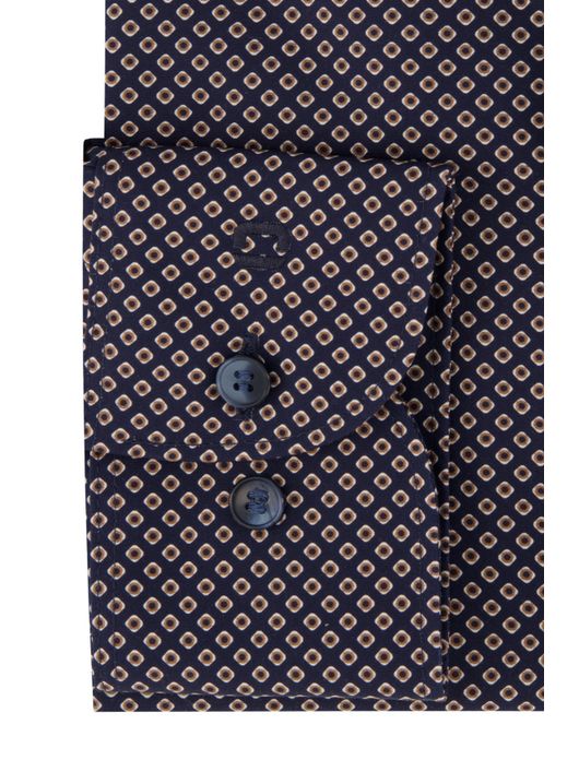 business overhemd Olymp blauw geprint katoen extra slim fit