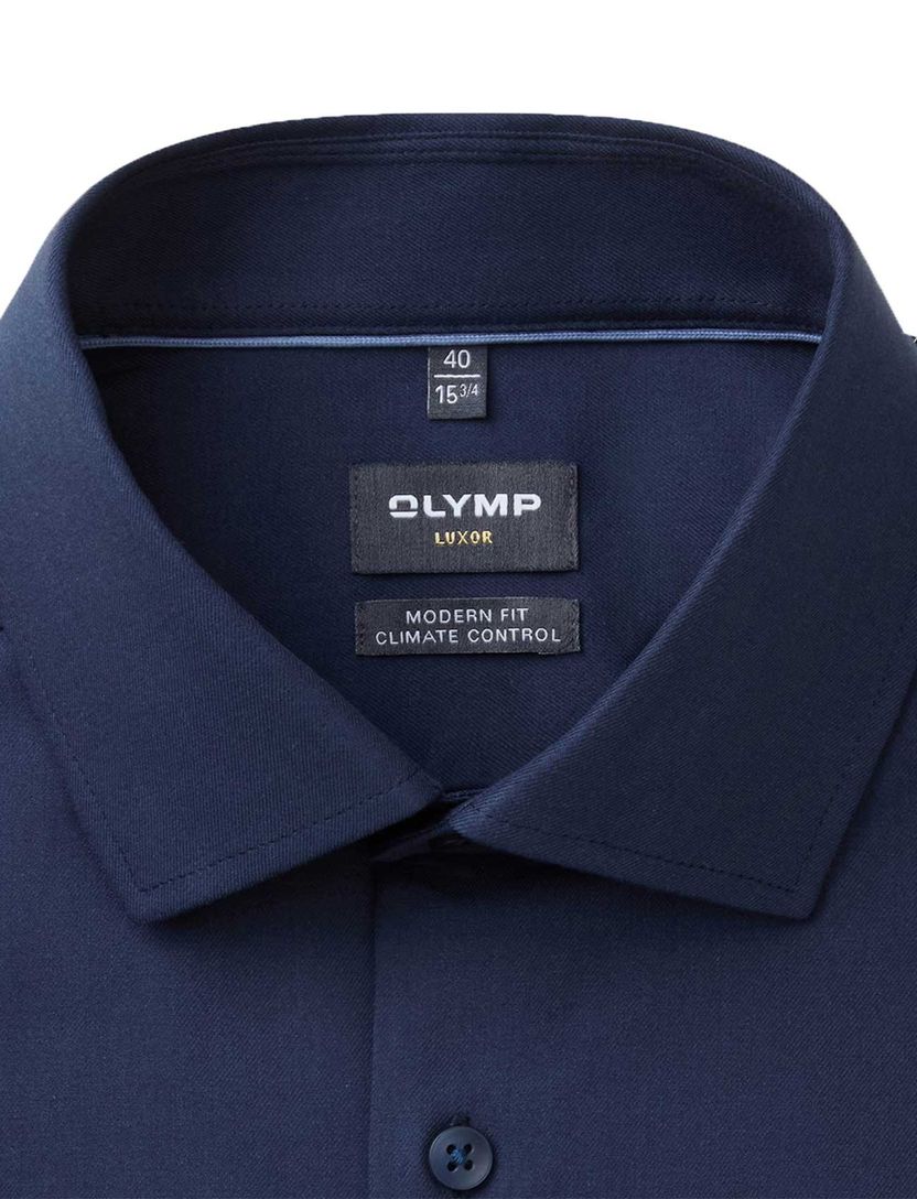 Business overhemd Luxor Olymp Modern Fit donkerblauw effen katoen normale fit