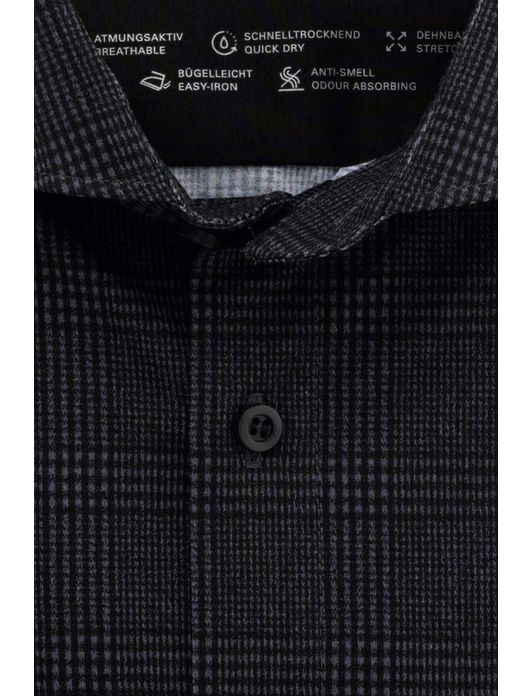 business overhemd Olymp Level Five grijs geruit katoen extra slim fit