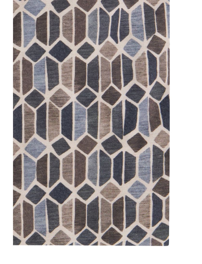 Olymp business overhemd donkerblauw met bruin geprint