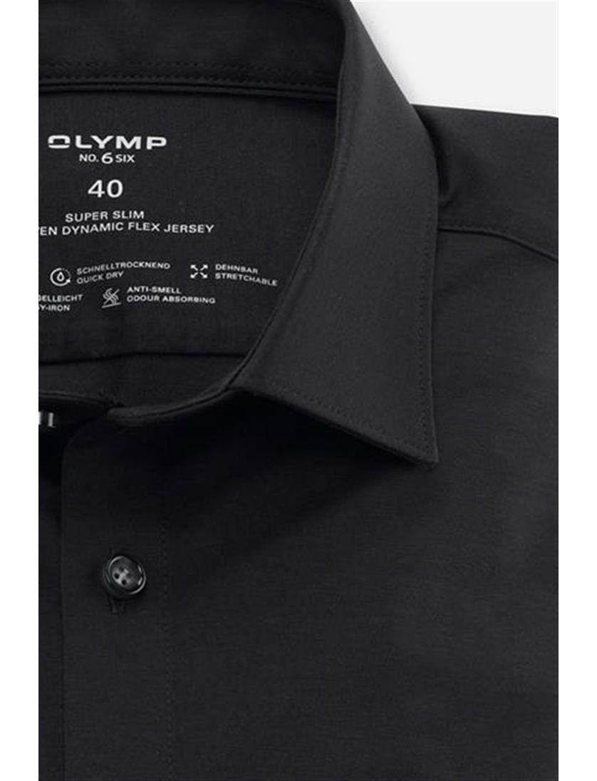 Olymp overhemd mouwlengte 7 No. 6 zwart effen katoen super slim fit