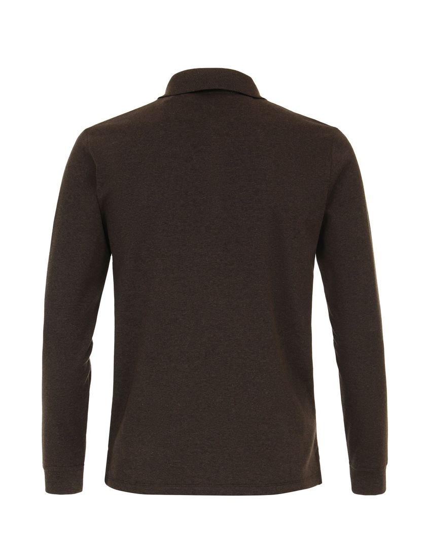Casa Moda bruine gemêleerde polo wijde fit katoen
