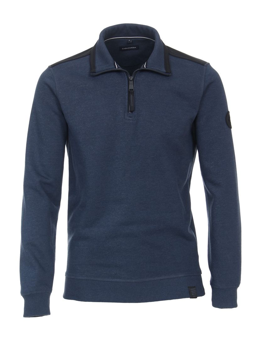 Casa Moda sweater donkerblauw effen katoen