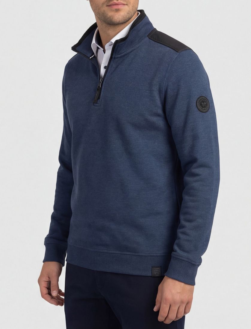 Casa Moda sweater donkerblauw effen katoen