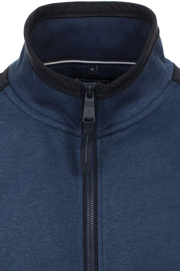 Casa Moda vest blauw effen katoen rits