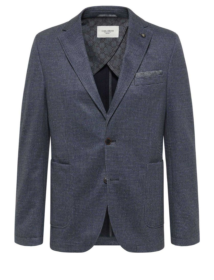 Carl Gross colbert normale fit donkerblauw geruit