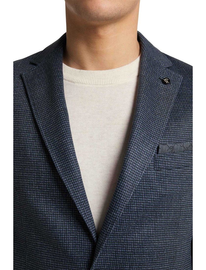 Carl Gross colbert normale fit donkerblauw geruit