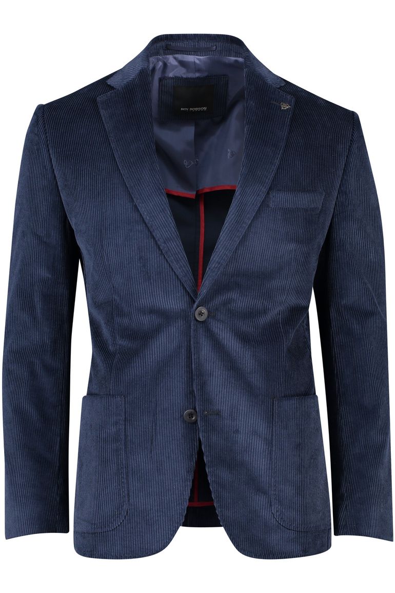 colbert Roy Robson katoen normale fit blauw effen