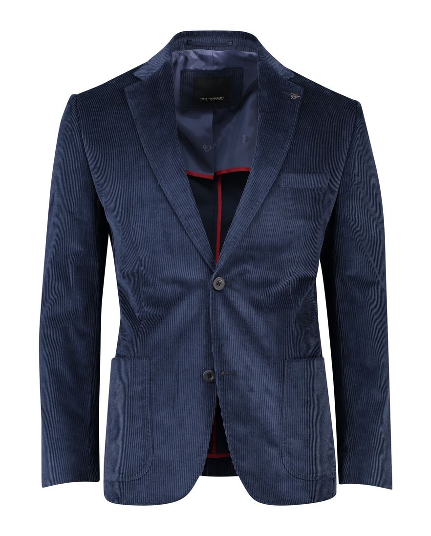 Roy Robson colbert blauw effen katoen normale fit