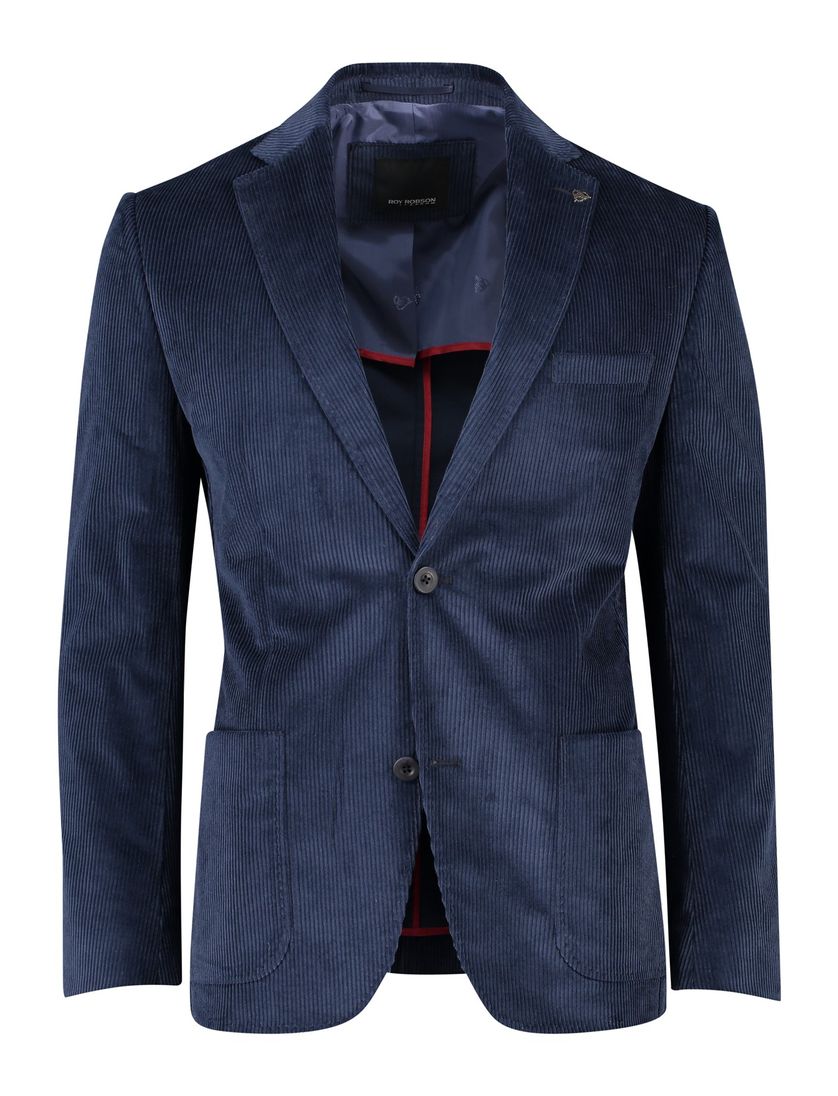 Roy Robson colbert katoen normale fit blauw effen