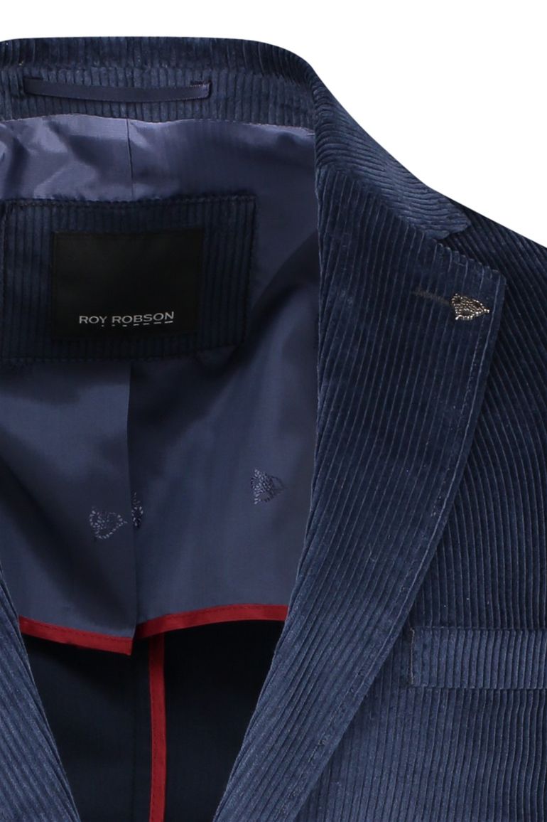 colbert Roy Robson katoen normale fit blauw effen