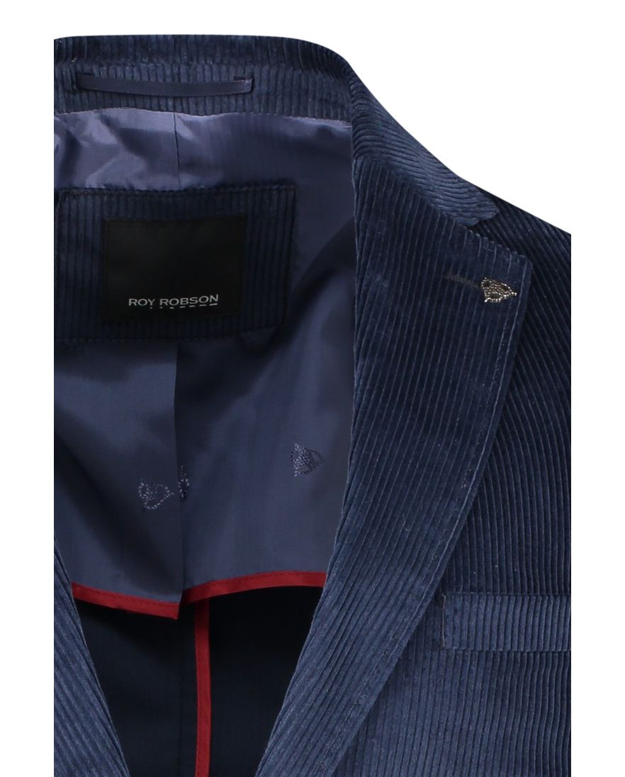 Roy Robson colbert blauw effen katoen normale fit