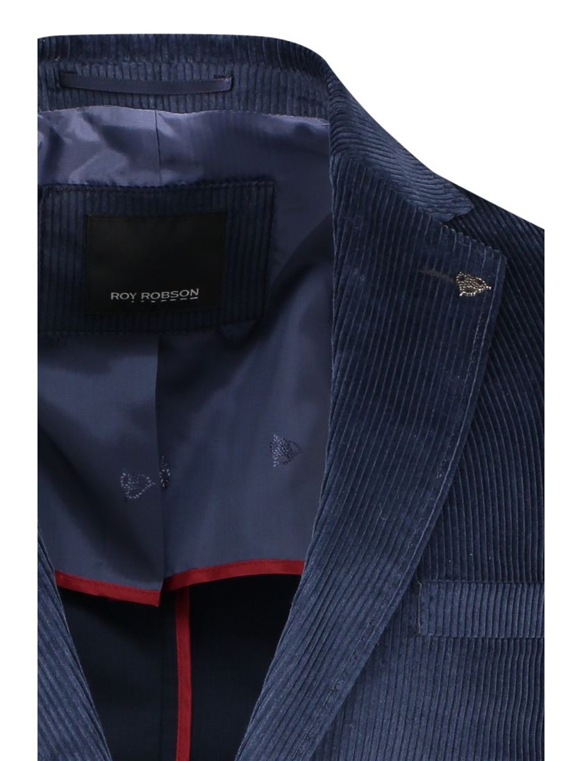 Roy Robson colbert katoen normale fit blauw effen