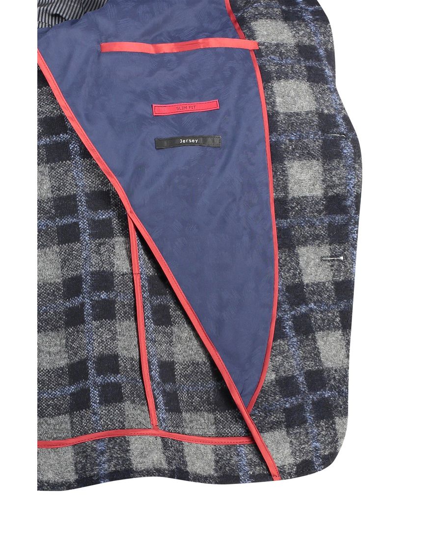 Roy Robson colbert blauw geruit slim fit