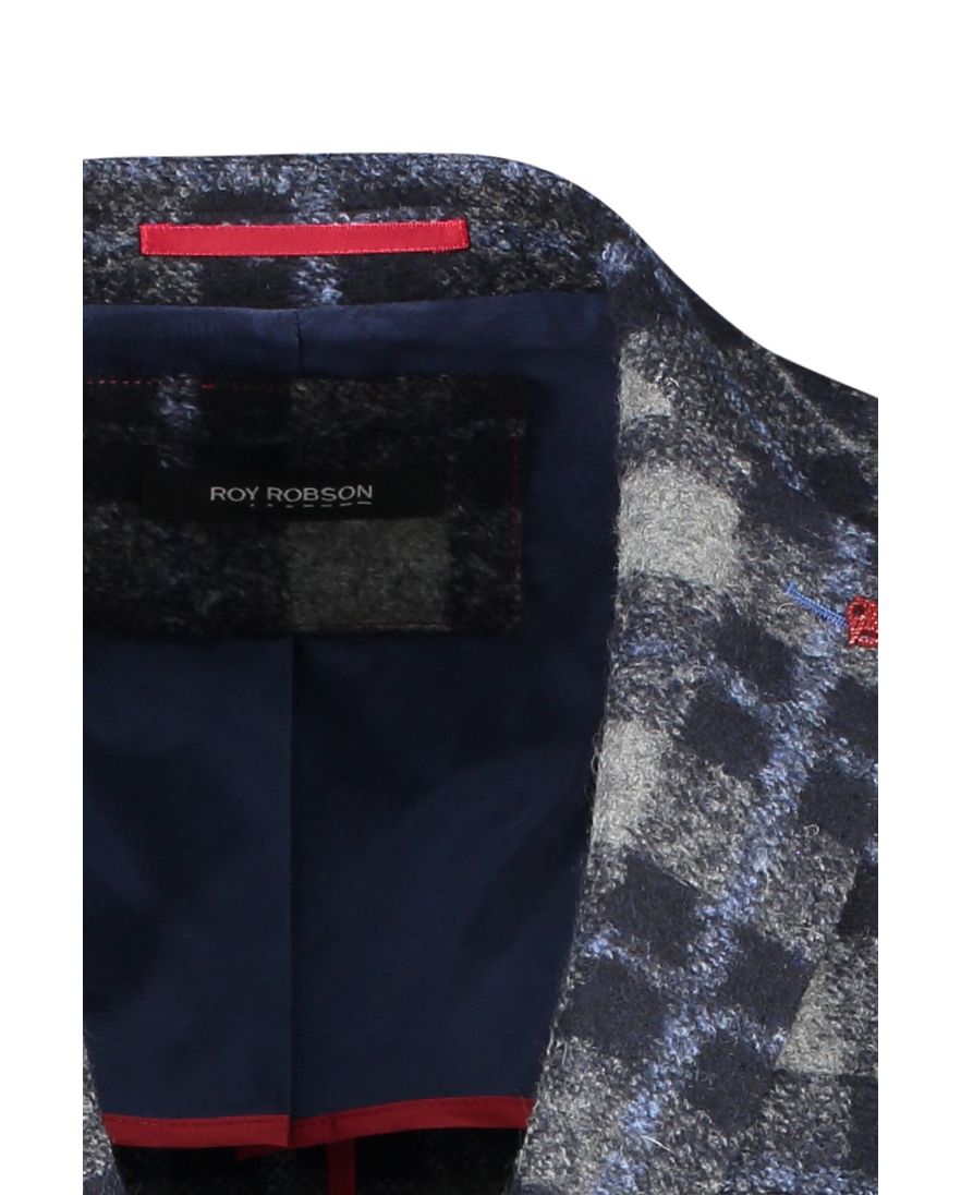 Roy Robson colbert blauw geruit slim fit