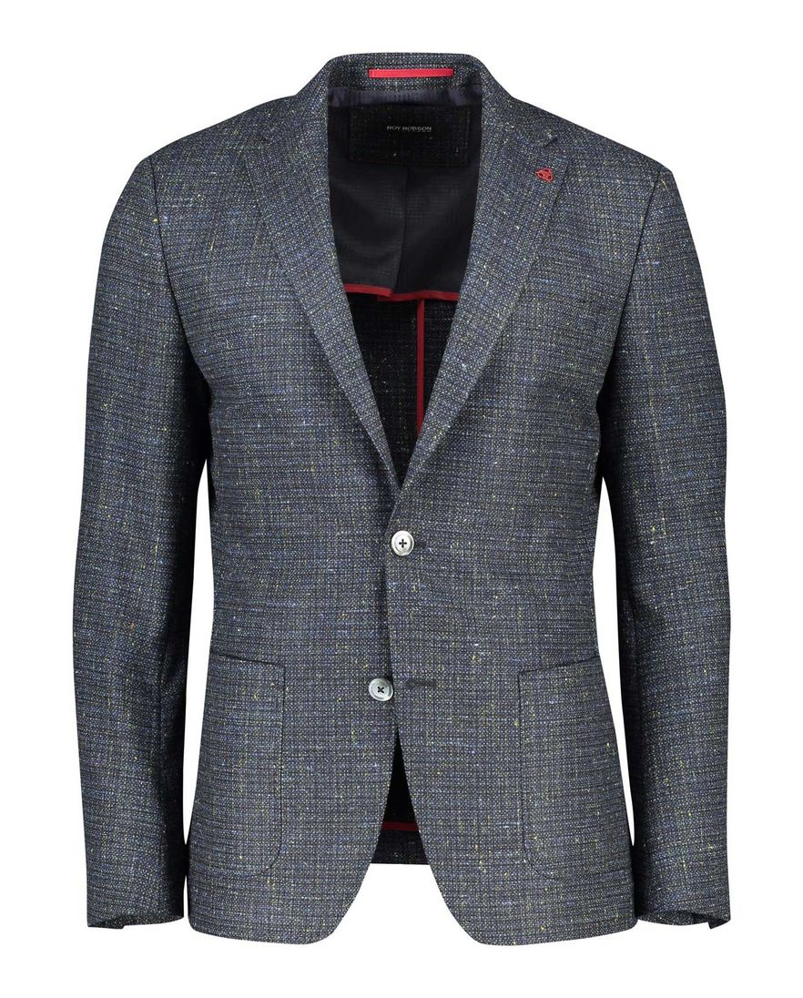 Roy Robson colbert groen gemêleerd wol slim fit