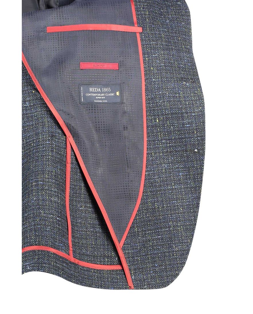 Roy Robson colbert groen gemêleerd wol slim fit