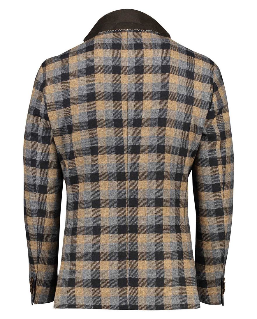 Digel colbert beige geruit wol normale fit