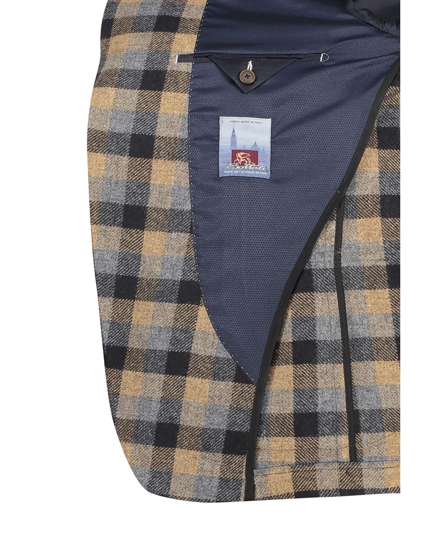 Digel colbert beige geruit wol normale fit